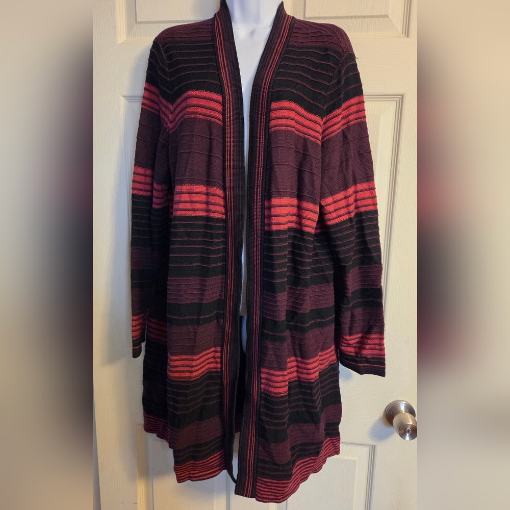Chico's Multicolor Striped Knit Cardigan XL